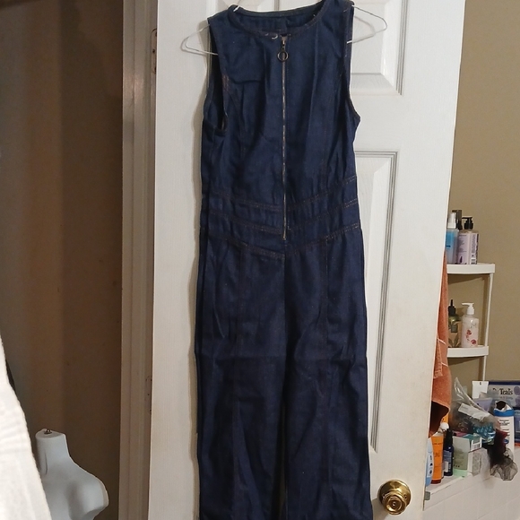 Pants - Denim Sleeveless Jumpsuit